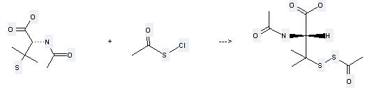 D-Valine, N-acetyl-3-mercapto- can be used to produce a-Acetylamino-b-acetyldithioisovaleric acid at the temperature of 20 °C